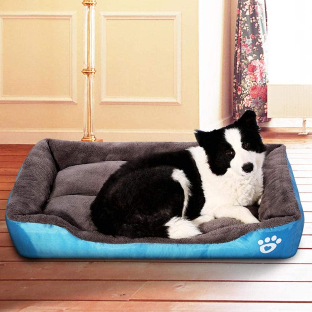  PENVEAT Mascota Cama para Perros Calentador Casa para Perros Nido de Material Suave Cestas para Perros Otoño e Invierno Perrera Caliente para Cachorros de Gato, Azul, XL 