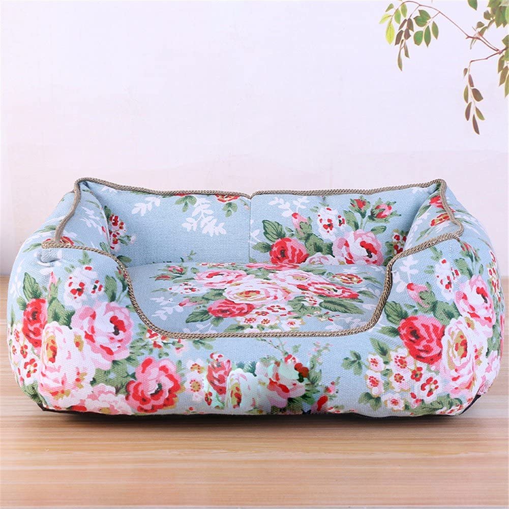  Pet Online Perro sofa cama nido jardín de flores rotas viento confortable cama de mascota, S: 45 * 35 cm 