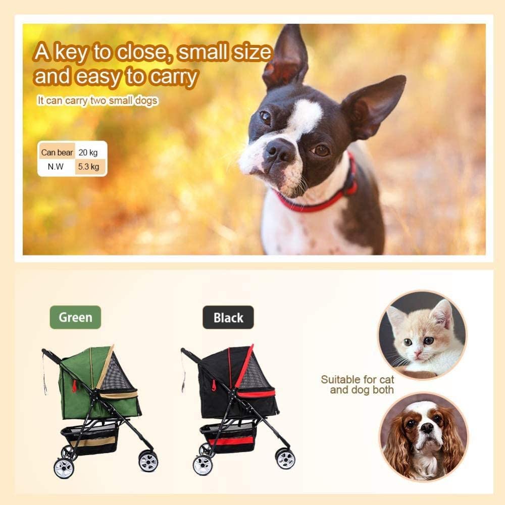  Pet Roadster Lujoso Carrito para Perros Y Mascotas hasta 32 Kg, Ruedas Grandes, Altura Regulable, Incluye Colchón, Pequeño Y Plegable 