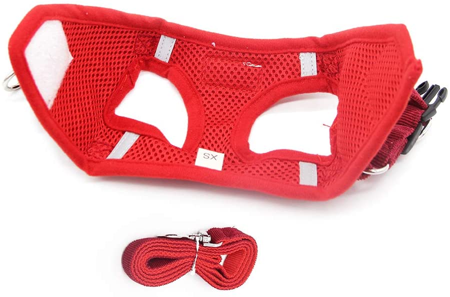  PET SPPTIES Tela de Malla Chaleco para Perros Arnés Suave Ajustable cómodo para Cachorros, Perros Pequeños y Gatos PS042 (XS, Red) 