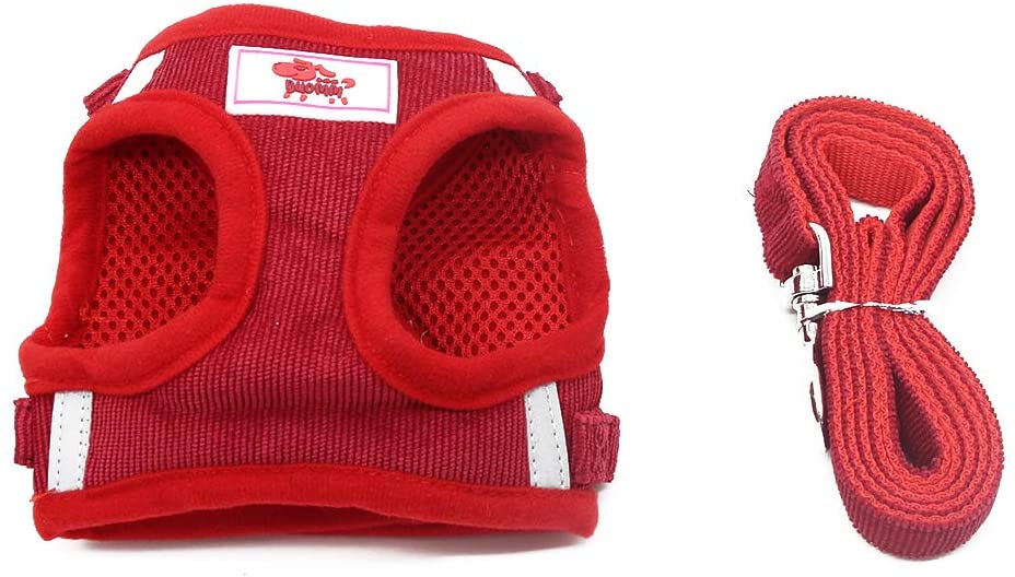  PET SPPTIES Tela de Malla Chaleco para Perros Arnés Suave Ajustable cómodo para Cachorros, Perros Pequeños y Gatos PS042 (XS, Red) 