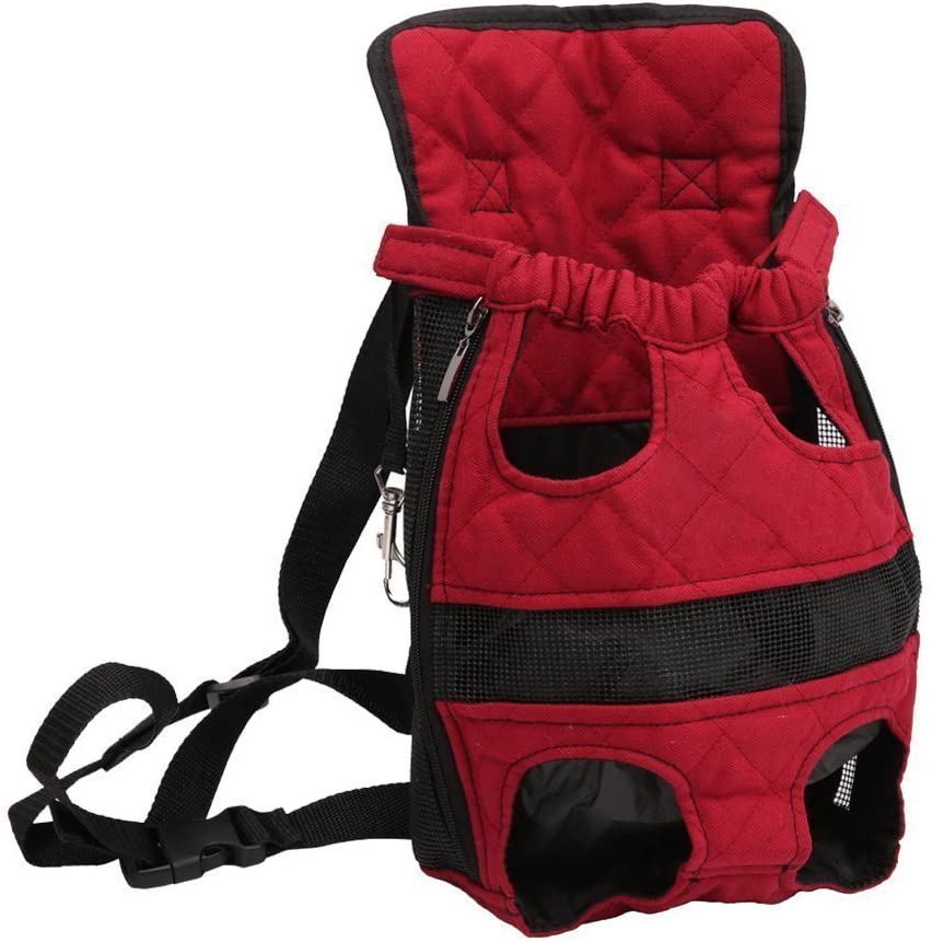  Petcomer Mochila Portaperro Pequeños Bolsa Transporte Transportin Gato Cachorros Canguro para Perros para Caminatas Viajes Portátil Seguro(XL Rojo) 