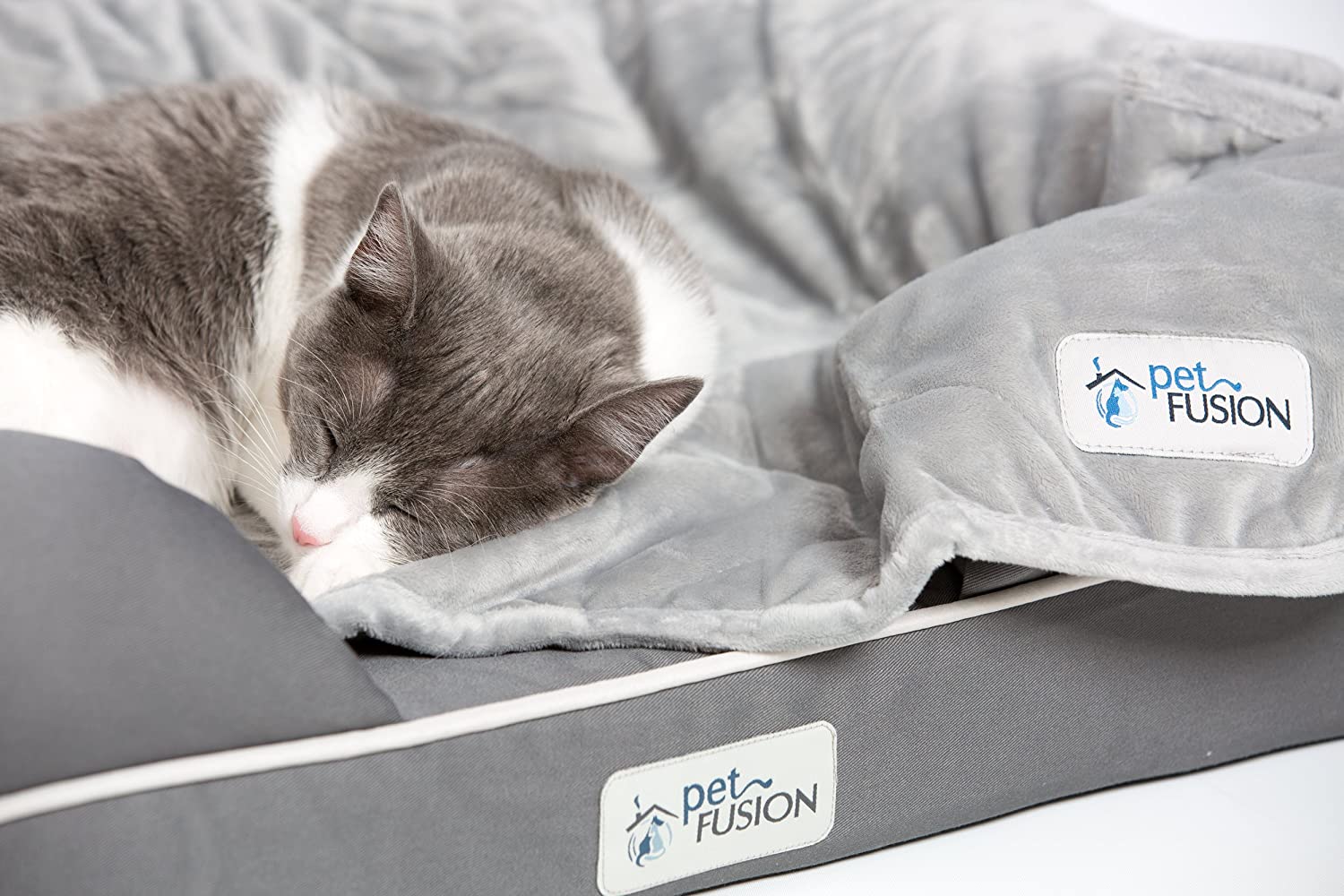  PetFusion Premium Plus - Manta pequeña para Perro o Gato (79 x 69 cm) Reversible Gris Micro Felpa. [100% poliéster Suave] 