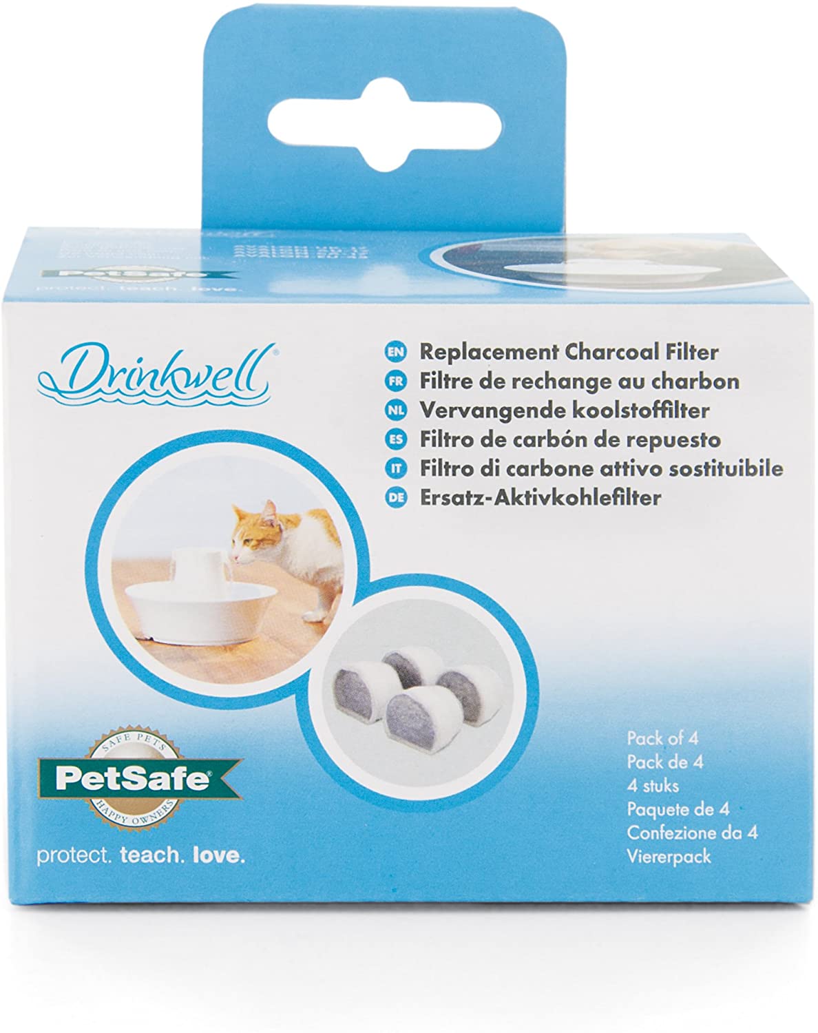  PetSafe PAC19-14088 Filtros De Carbón De Repuesto para Fuentes para Mascotas De Cerámica Drinkwell (4 Unidades) 