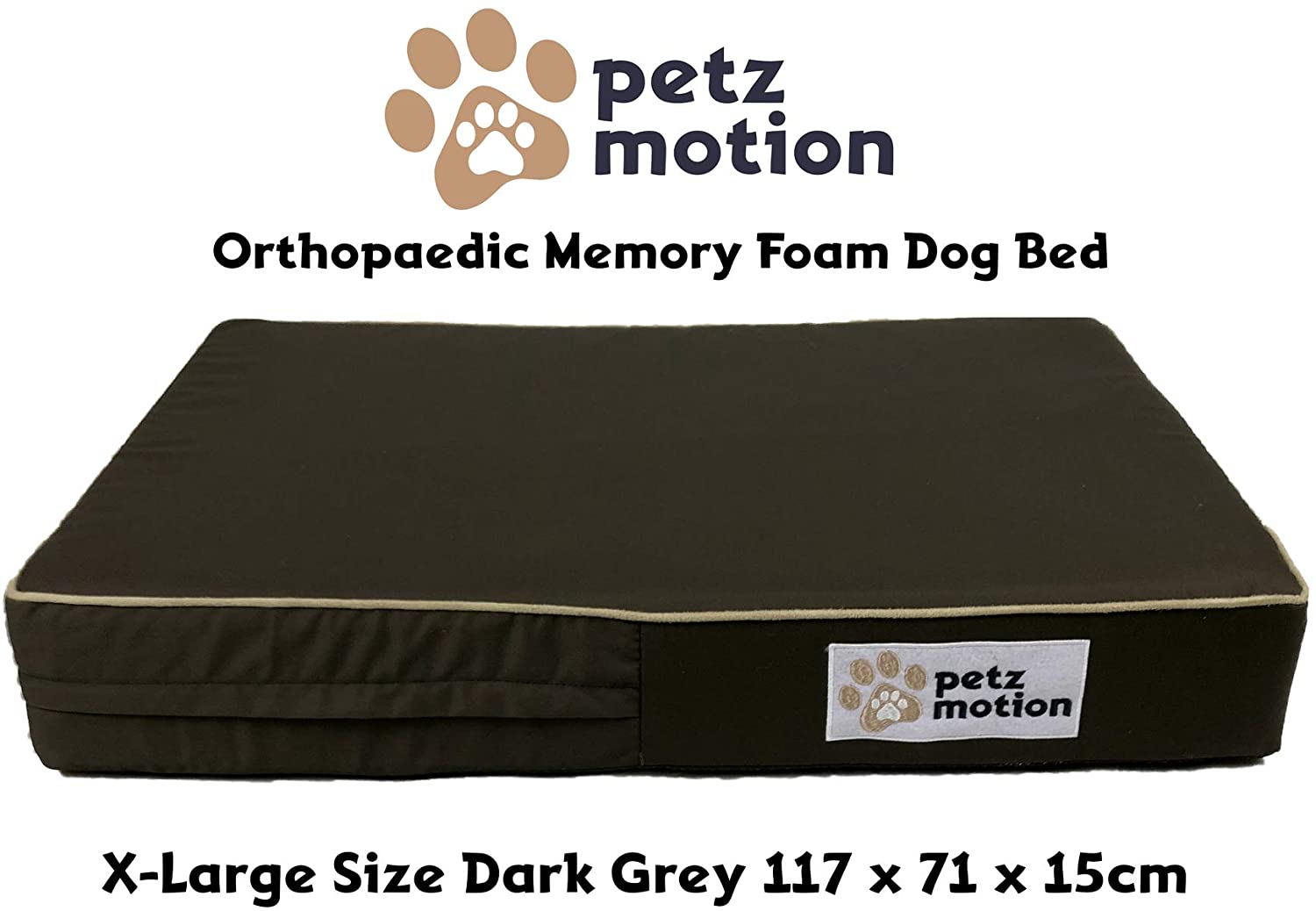  Petzmotion Colchón ortopédico de Espuma viscoelástica para Perro, Forro Impermeable, Funda Lavable, Ideal para Artritis de Mascotas, displasia de Cadera, etc. 