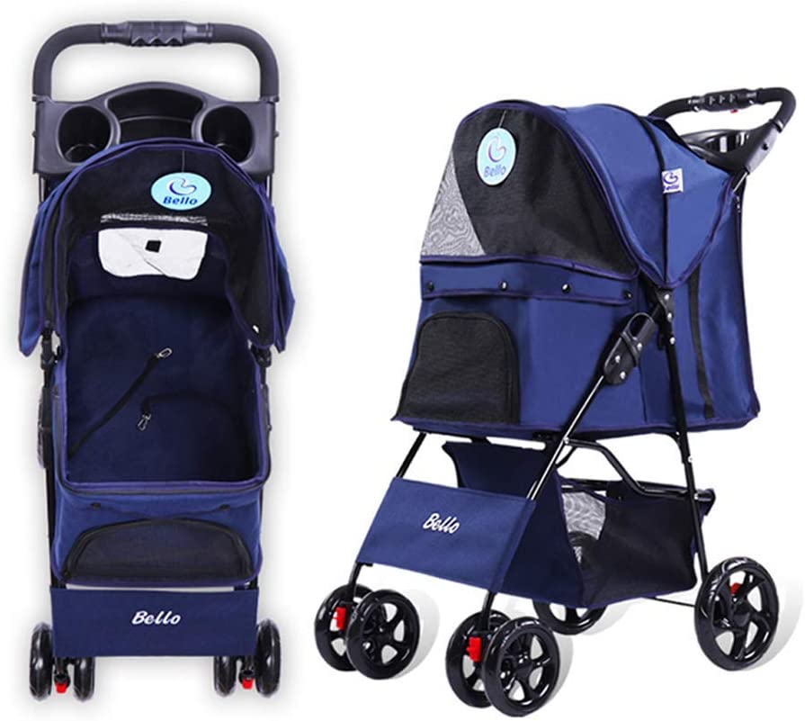  Plegable Cochecito Del Animal Doméstico, Para El Carro De Carrera Cochecito De Niño Del Perrito Del Gato Carrito Jaula De Perro Del Animal Doméstico Para Uso En Exteriores,Azul 