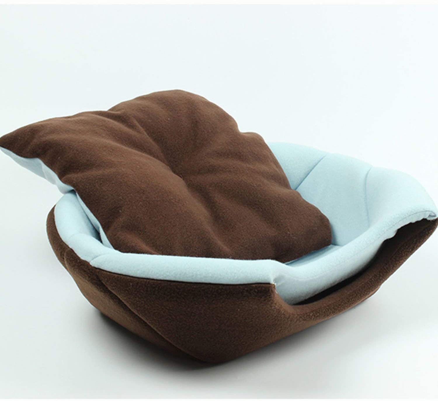  Plegable suave del gato cama del animal doméstico Cama para perros calientes para los perros cueva dormir del perrito de la estera del cojín Nido Manta Mascota Camas, Brown, S 40X38X30Cm 