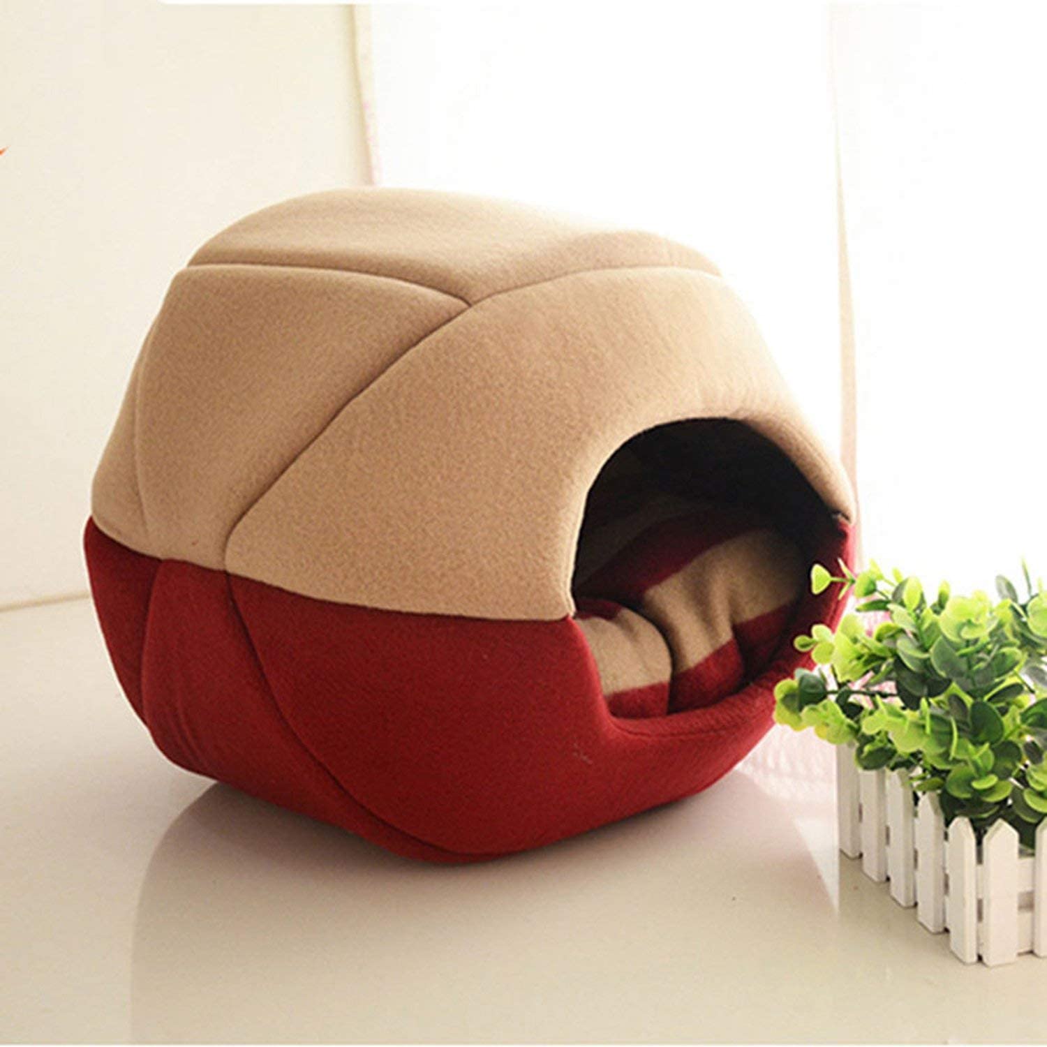  Plegable suave del gato cama del animal doméstico Cama para perros calientes para los perros cueva dormir del perrito de la estera del cojín Nido Manta Mascota Camas, Brown, S 40X38X30Cm 