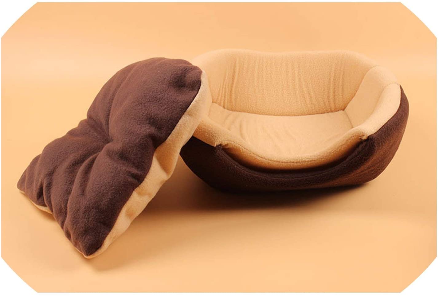  Plegable suave del gato cama del animal doméstico Cama para perros calientes para los perros cueva dormir del perrito de la estera del cojín Nido Manta Mascota Camas, Brown, S 40X38X30Cm 