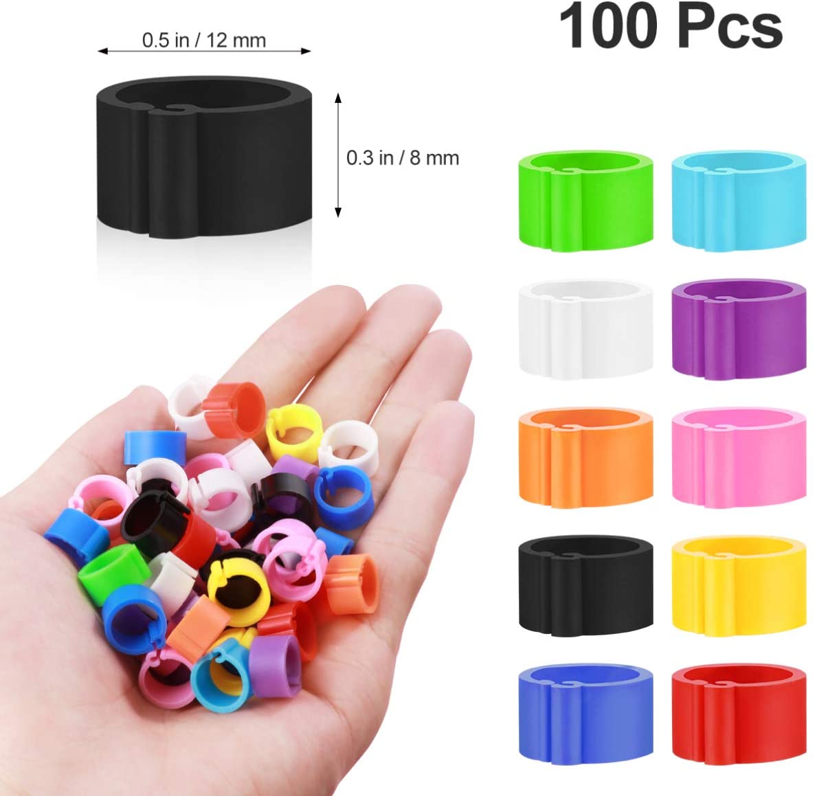  POPETPOP 100pcs Anillo Pata Paloma Plástico Paloma de Gallina Identificar Anillos de Paloma para Loro Codorniz Pinzón Canario Eclosión Aves Corral Anillos de Pollo Pollitos Clips de Pato 