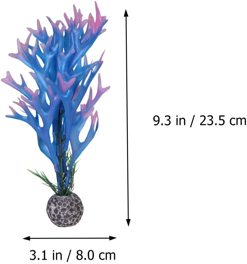  POPETPOP 2 Piezas de Plantas de Acuario de plástico - simulación de Cuerno de Ciervo de plástico Plantas acuáticas de paisajismo Artificial Acuario decoración de Tanque de Peces Azul 