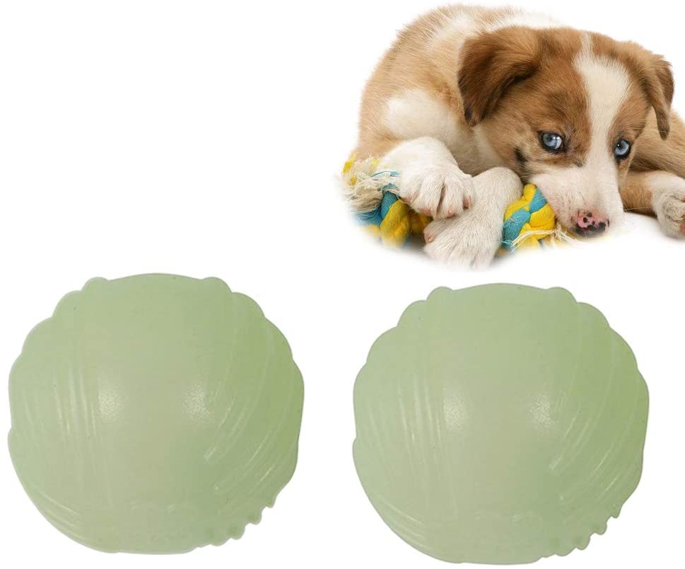  POPETPOP 2 Unids Perro Pelota Elástica Luminosa Pelota de Entrenamiento para Morder Juguete de Resistencia para Perro Cachorro Gato 