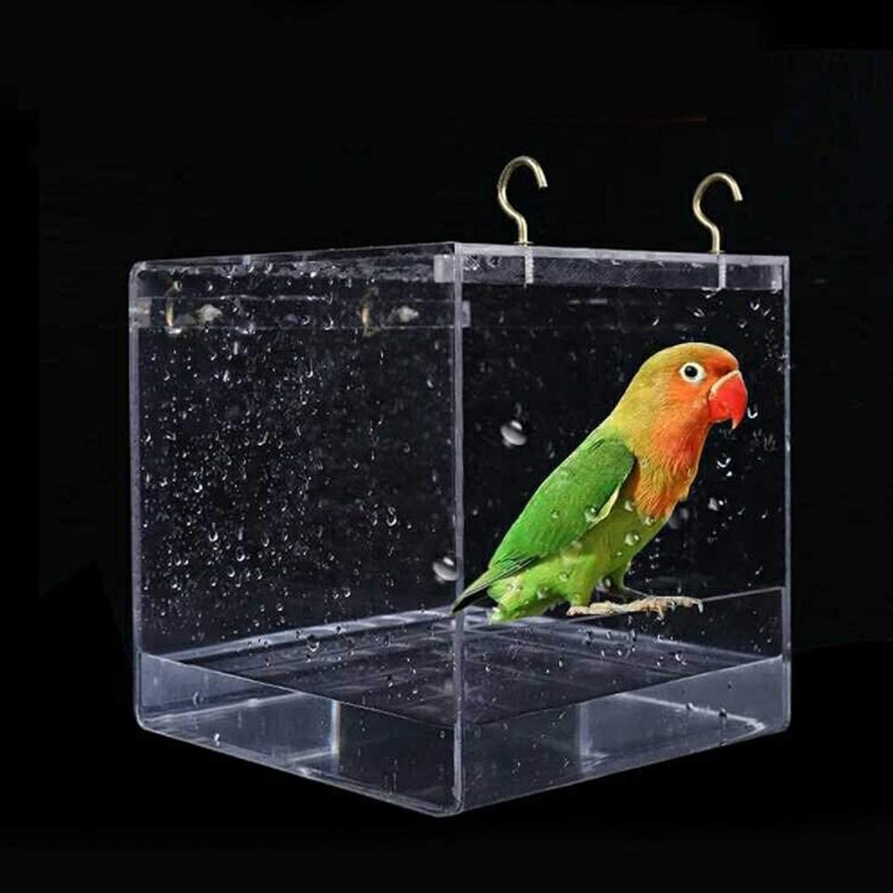  POPETPOP Baño de Aves enjaulado Baño de Aves con Jaula múltiple Cubierta para pequeñas Brujas Canicas Loros Canarios (tamaño L) 