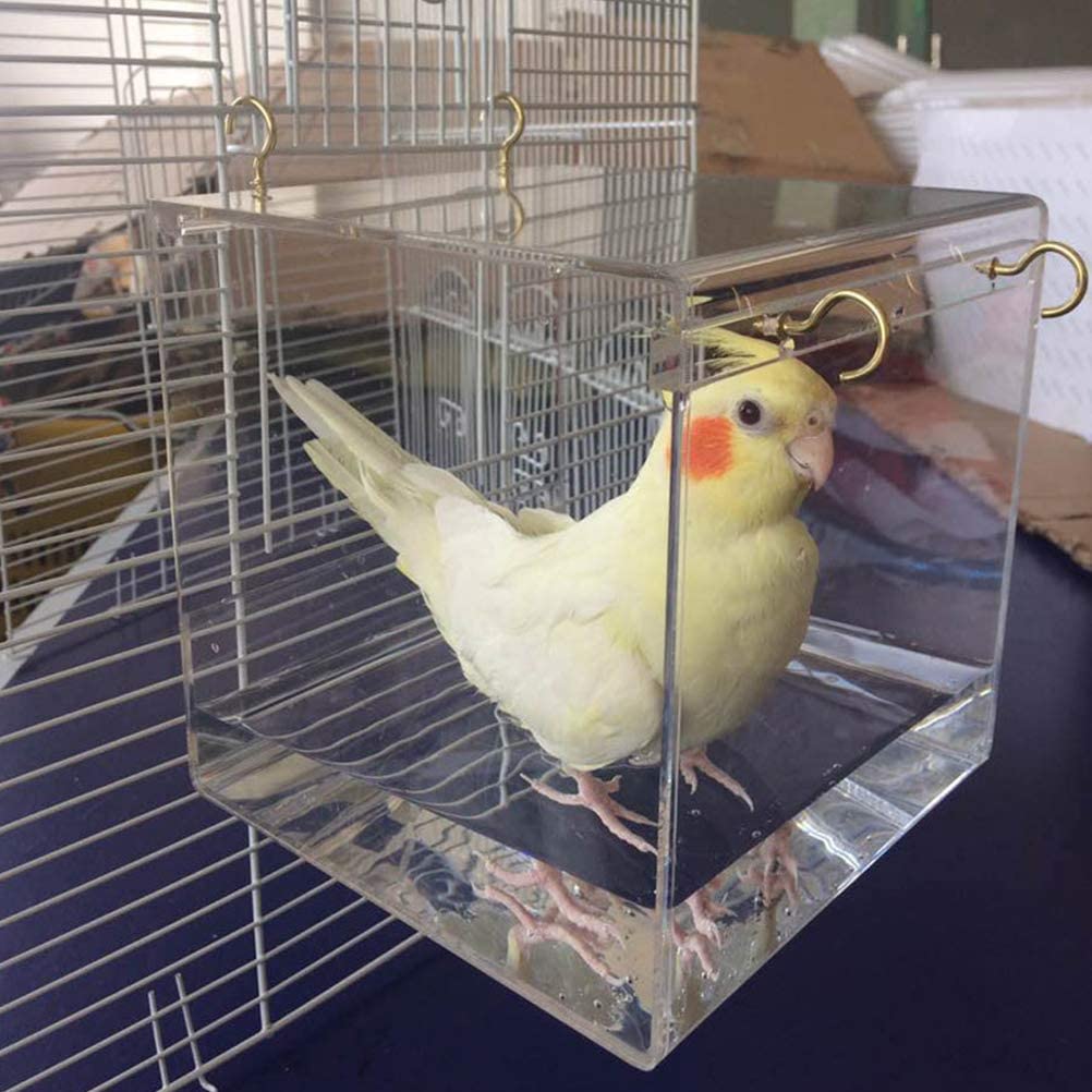  POPETPOP Baño de Aves enjaulado Baño de Aves con Jaula múltiple Cubierta para pequeñas Brujas Canicas Loros Canarios (tamaño L) 