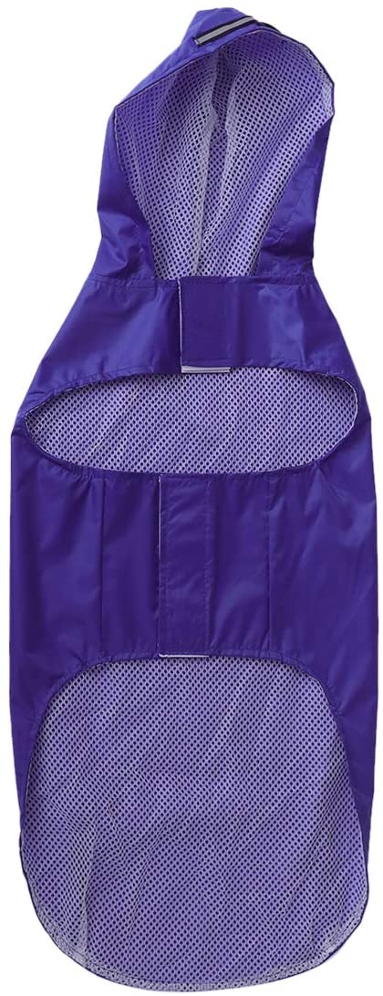  POPETPOP Chubasquero con Capucha para Perros Medianos y Grandes, Sudaderas Impermeable, Agujero para Arnés, Tira Reflectante, Bolsillos (Azul, 5XL) 