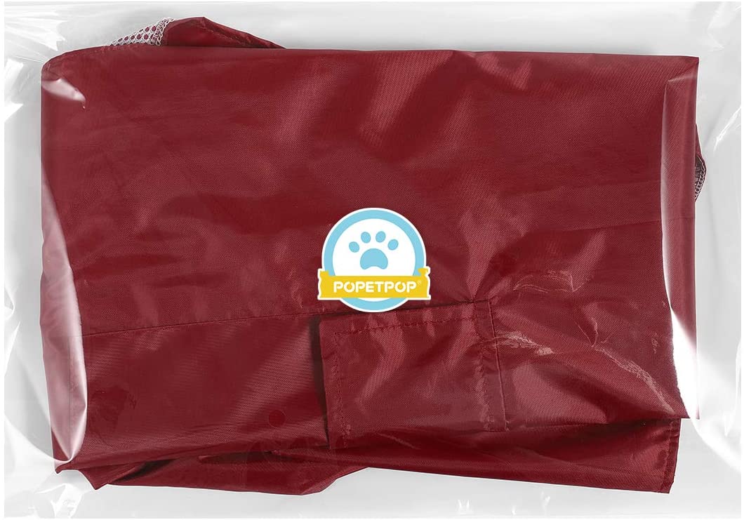  POPETPOP Chubasquero con Capucha para Perros Medianos y Grandes, Sudaderas Impermeable, Agujero para Arnés, Tira Reflectante, Bolsillos (Rojo, 5XL) 