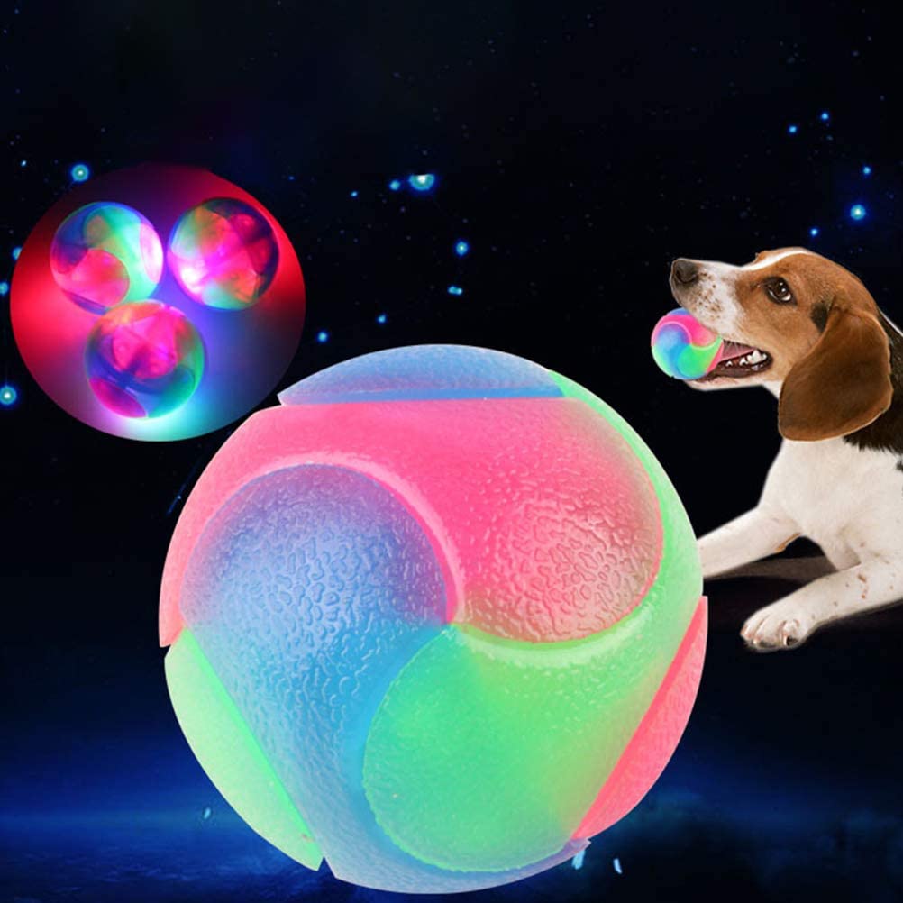  POPETPOP Pelota de Goma para Perros Cachorro Pelotas de Tenis Bolas Luminosas Limpieza de Dientes para Perrito 