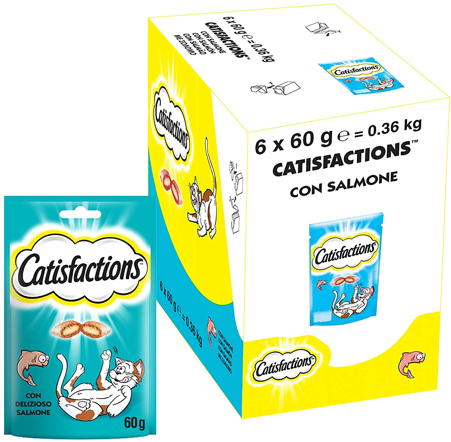  Premios para gatos sabor salmón 60g | [Pack de 6] 