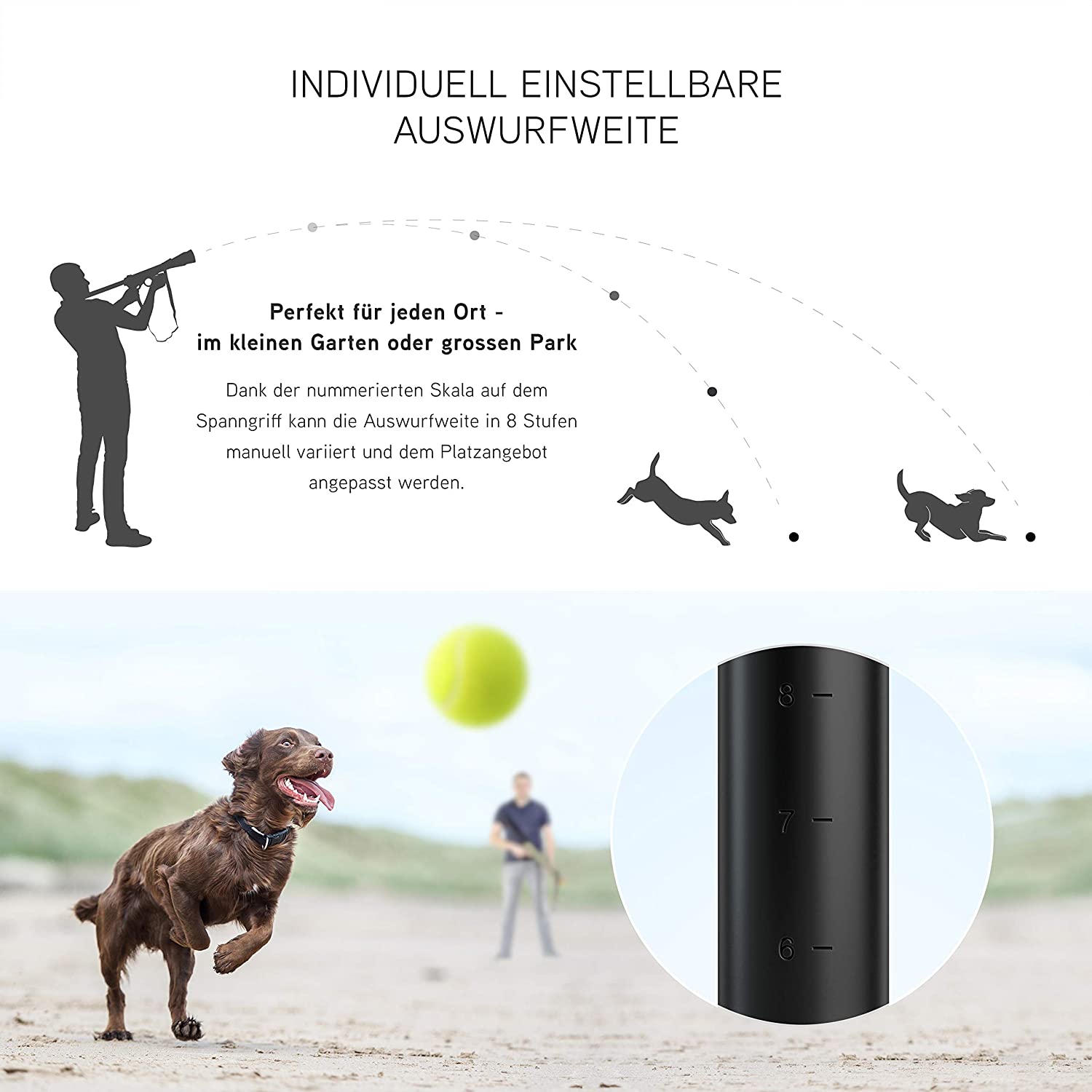  Pro PetCare - Cañón para Perros, con Alcance de 15 m, Juguete Impermeable para Perros, Incluye 2 Pelotas 