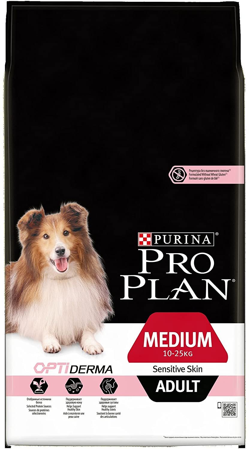  Pro Plan - Medium Adult Sensitive Skin con Optiderma, Rico en salmón – 7 kg – Pienso para Perros Adultos de tamaño Mediano 