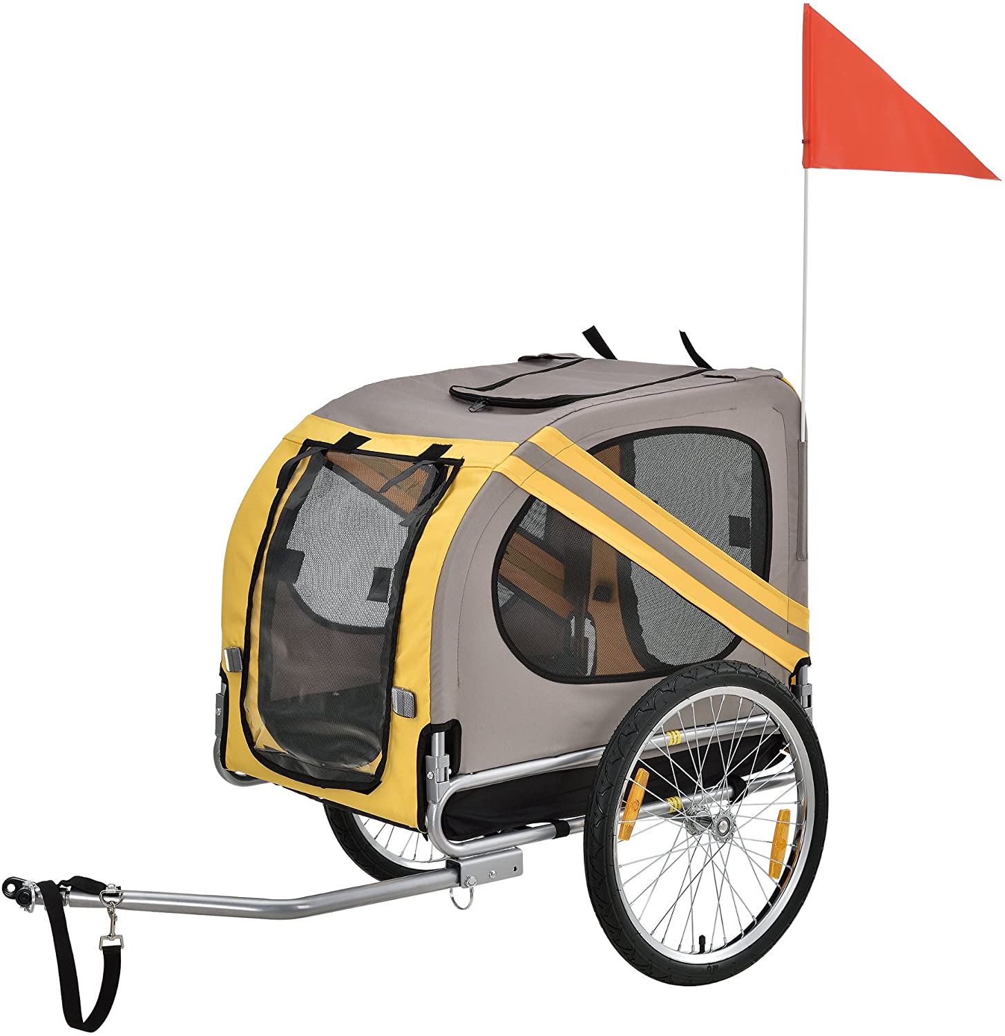  [pro.tec]® Remolque de Bicicletas para Perros - Cargador para Perros - Gris/Amarillo/Negro 