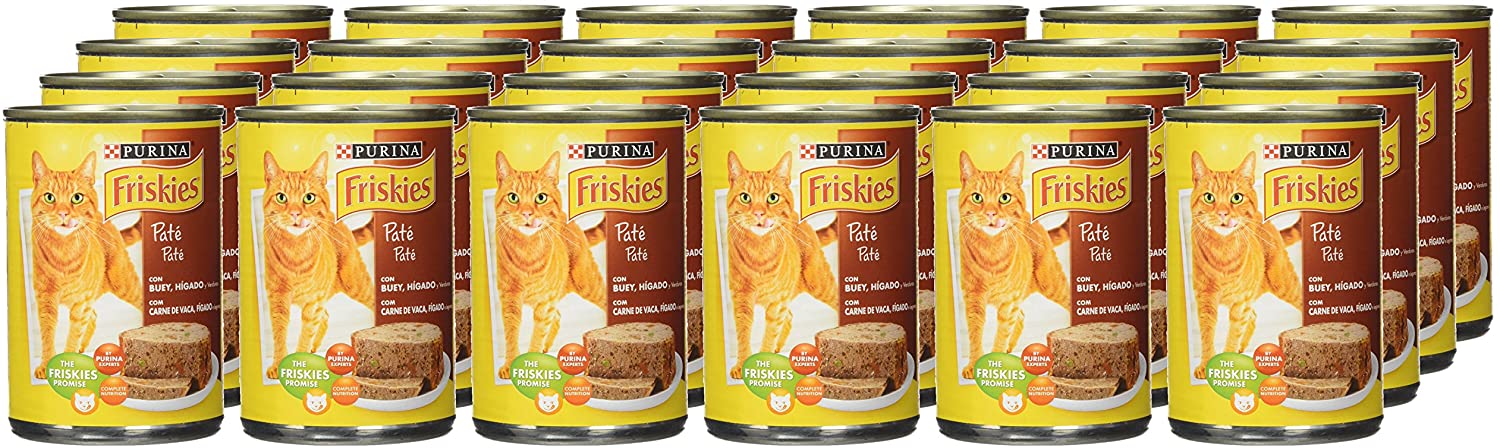  Purina Friskies Paté Pienso para Gato Adulto Buey y Higado 24 x 400 g 