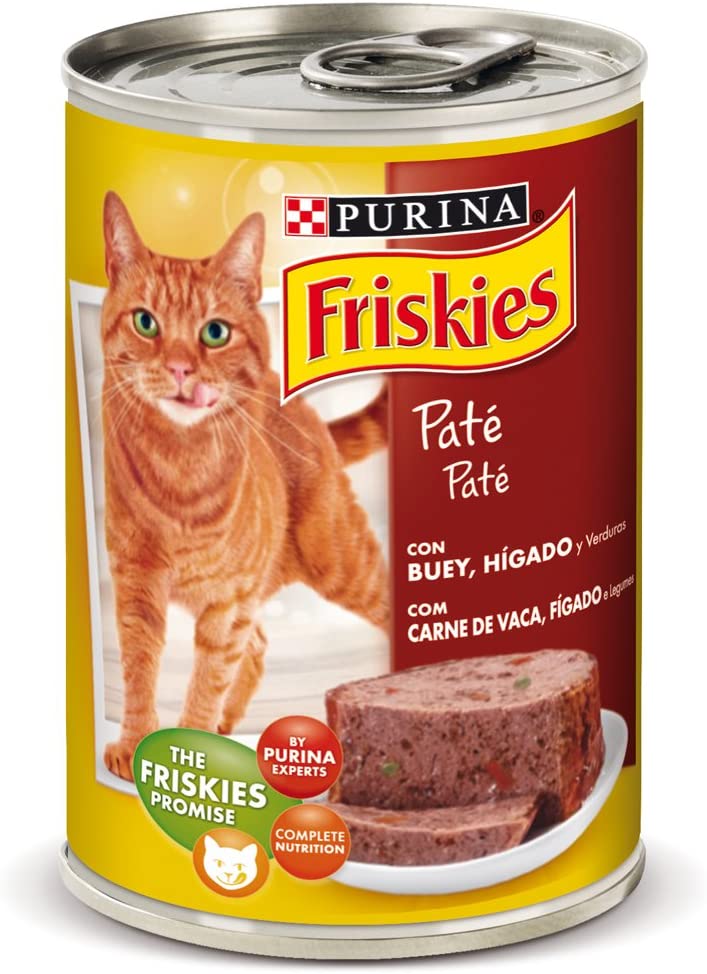  Purina Friskies Paté Pienso para Gato Adulto Buey y Higado 24 x 400 g 