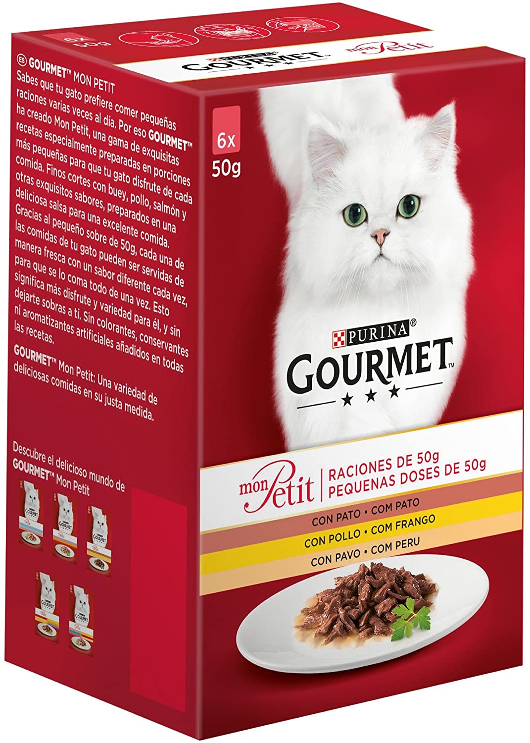  Purina Gourmet Mon Petit conmida para gatos con Pato, Pollo y Pavo 8 x [6 x 50 g] 