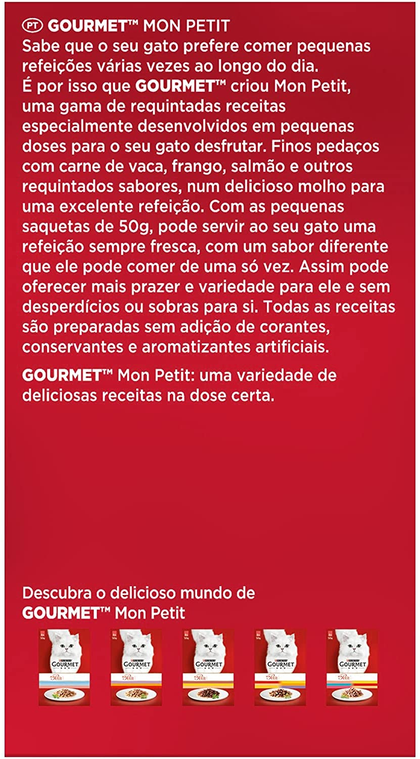  Purina Gourmet Mon Petit conmida para gatos con Pato, Pollo y Pavo 8 x [6 x 50 g] 