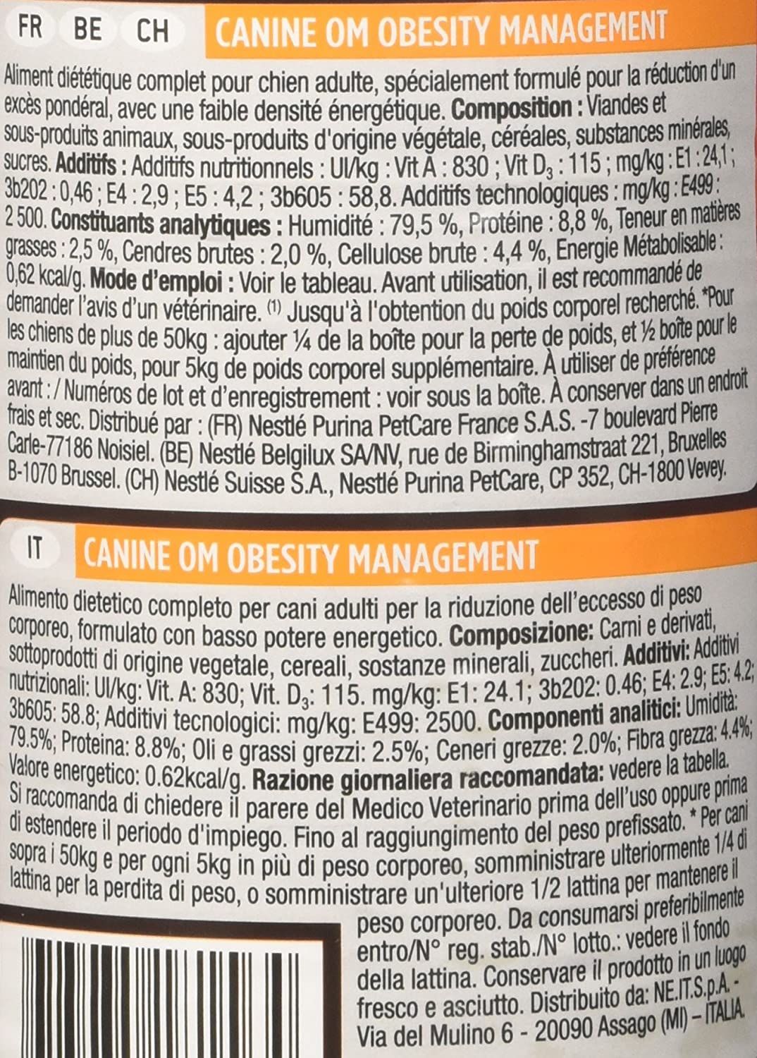  Purina Pro Plan Vet Canine Om Obesity Management Mousse Lata 400Gr 400 g 