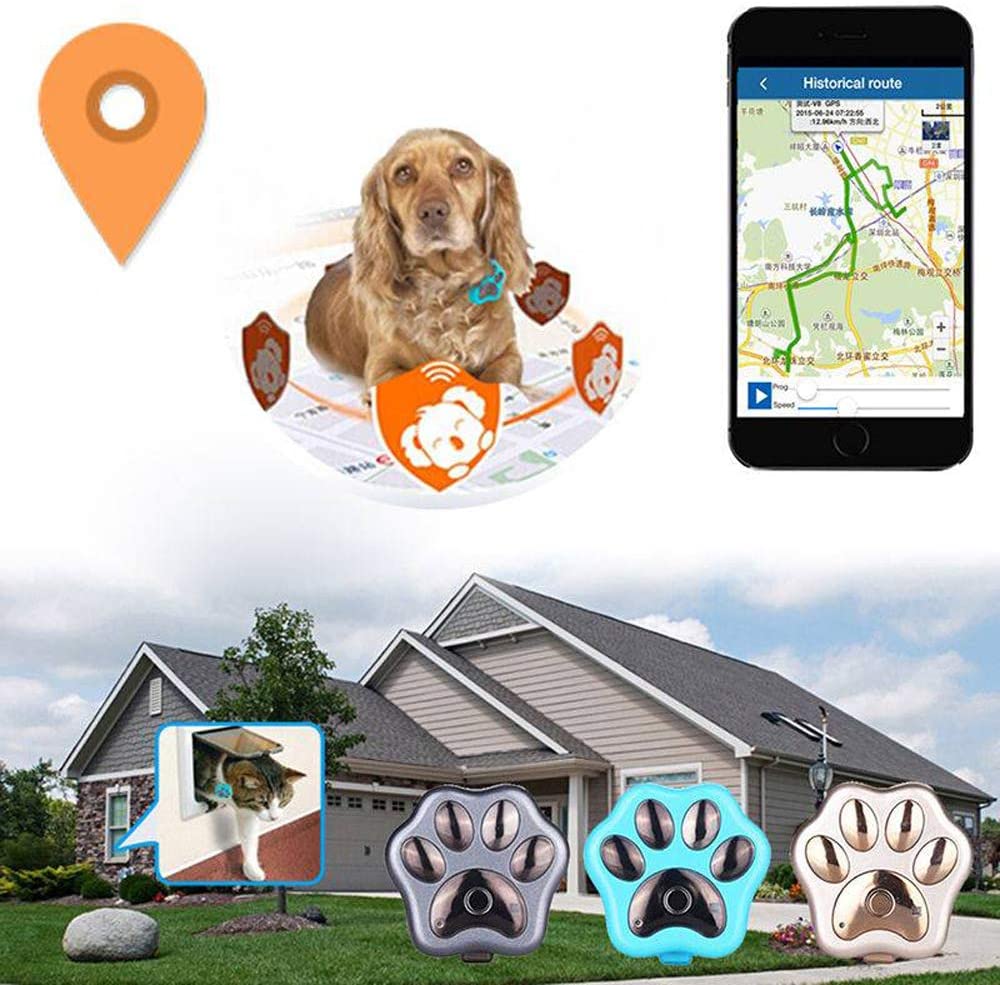  Qyoung Collar rastreador GPS Inteligente para Perro, Gato, Impermeable, localizador de Mascotas antipérdida, con luz LED Intermitente Inteligente y función de Alarma de Geo-Vale, sin cuotas mensuales 