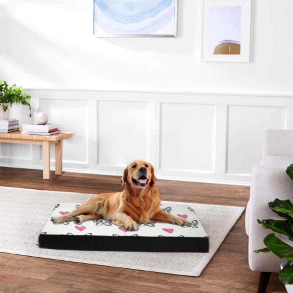  Reopx Estera de Cama para Perros Cabeza de Bulldog francés Familia Linda Estera de Perro Cojín Alfombrillas para Perros Impermeable 76 X 51 X8cm con Cremallera Cubierta extraíble para Perros 