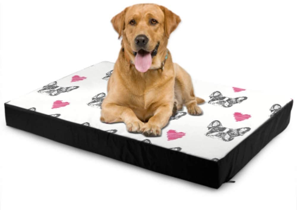  Reopx Estera de Cama para Perros Cabeza de Bulldog francés Familia Linda Estera de Perro Cojín Alfombrillas para Perros Impermeable 76 X 51 X8cm con Cremallera Cubierta extraíble para Perros 