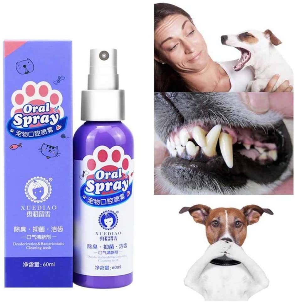  Rich-home Ambientador para Aliento De Mascotas De 60 Ml, Limpiador para El Cuidado De La Boca del Ambientador De Boca para Perros: Elimina El Mal Aliento Y Reduce El Sarro 