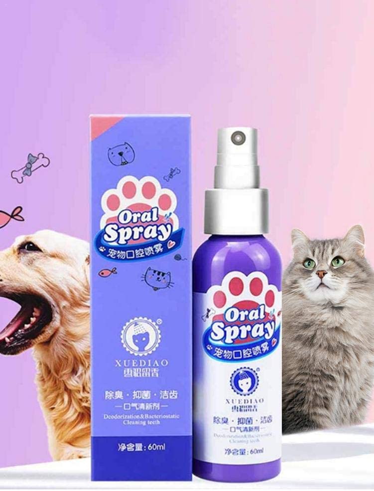  Rich-home Ambientador para Aliento De Mascotas De 60 Ml, Limpiador para El Cuidado De La Boca del Ambientador De Boca para Perros: Elimina El Mal Aliento Y Reduce El Sarro 