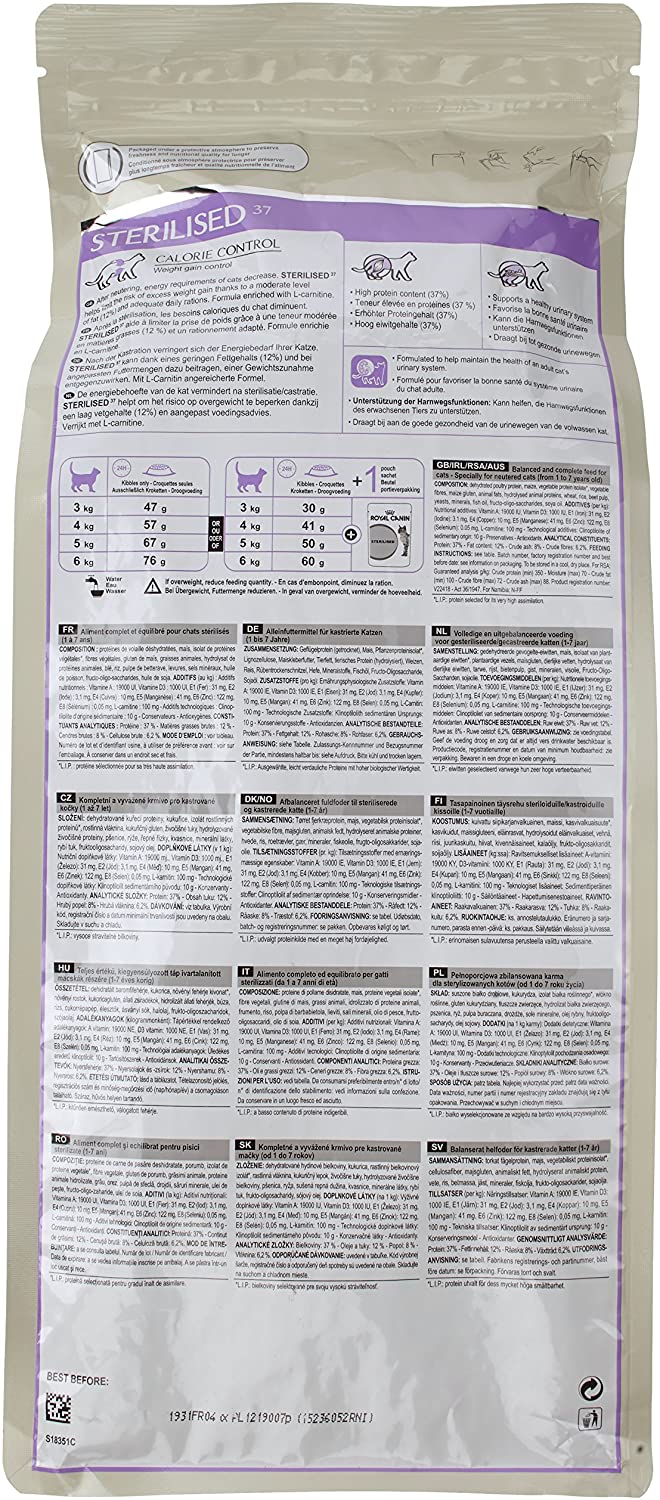  ROYAL CANIN Alimento para Gatos Sterilised 37-2 kg 