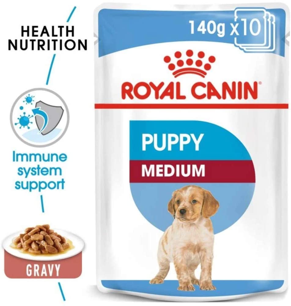  ROYAL CANIN HÚMEDO Medium Puppy Comida húmeda para Cachorros de Raza Mediana - sobre 140gr 