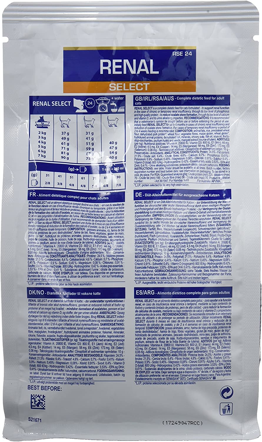  Royal Canin Veterinary Diet Cat Renal Select Comida para gato 500g 