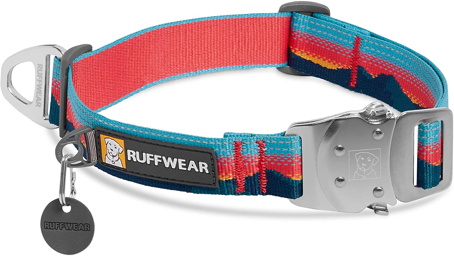  RUFFWEAR Top Rope Collar para Perro, Collar Reflectante con Hebilla Metálica para Uso Diario, Sunset, 51-66 cm 