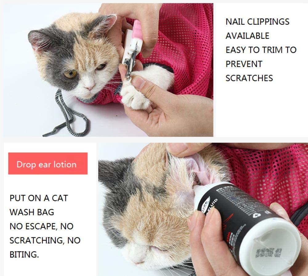  RXQCAOXIA Pet Cat Grooming Lavado Bolsa de baño, Bolsa de Malla de poliéster de restricción para morder rasguños para la Ducha, Limpieza de Orejas, Corte de uñas, Alimentación de medicamentos@mi 