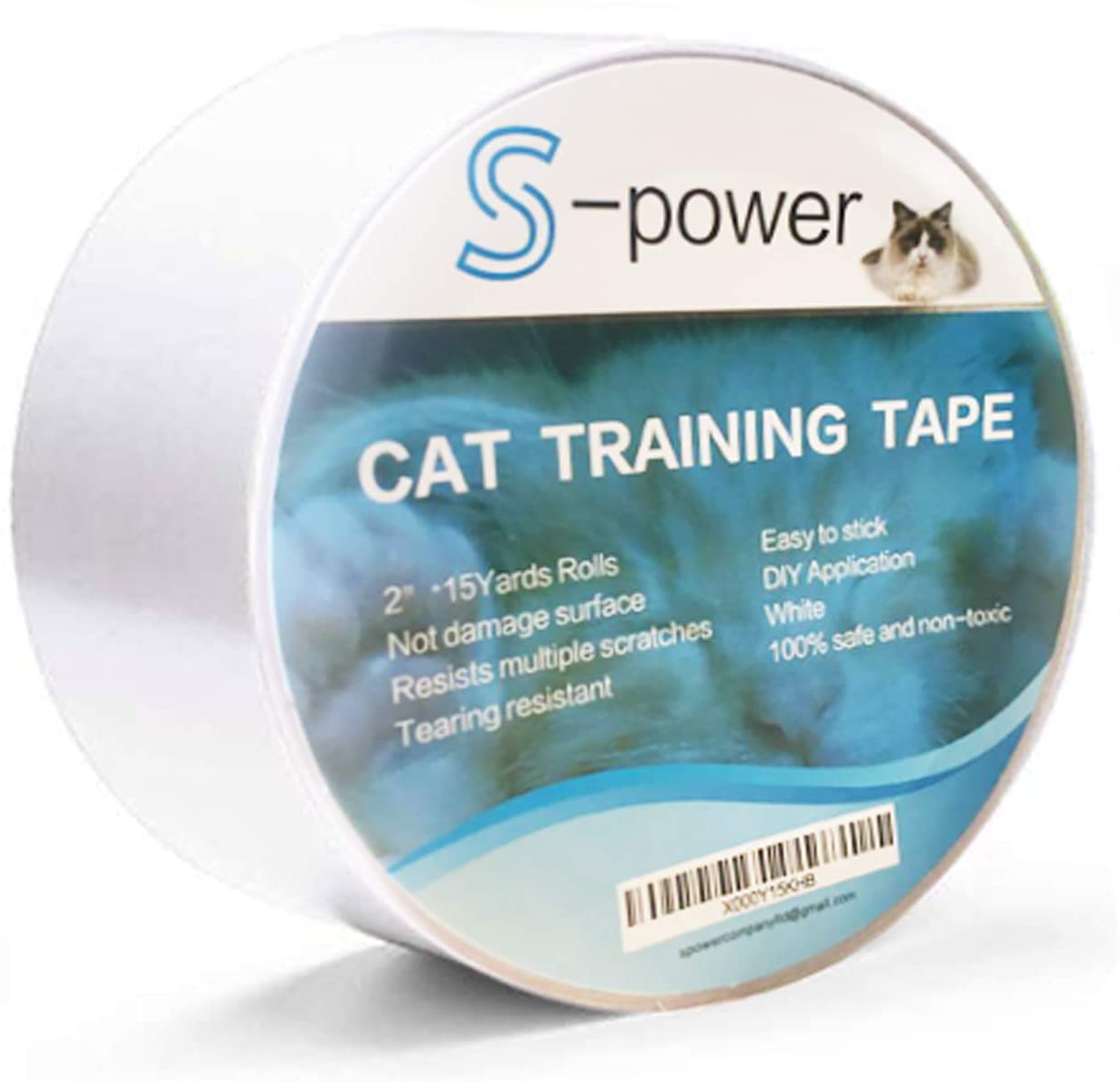  S-Power Cinta Adhesiva de Doble Cara para Entrenamiento de Gatos, fácil de Limpiar, Cinta Adhesiva de Doble Cara para Puerta, sofá, Muebles y Protector de arañazos de Piel, 2.5 Pulgadas x 15 Yardas 