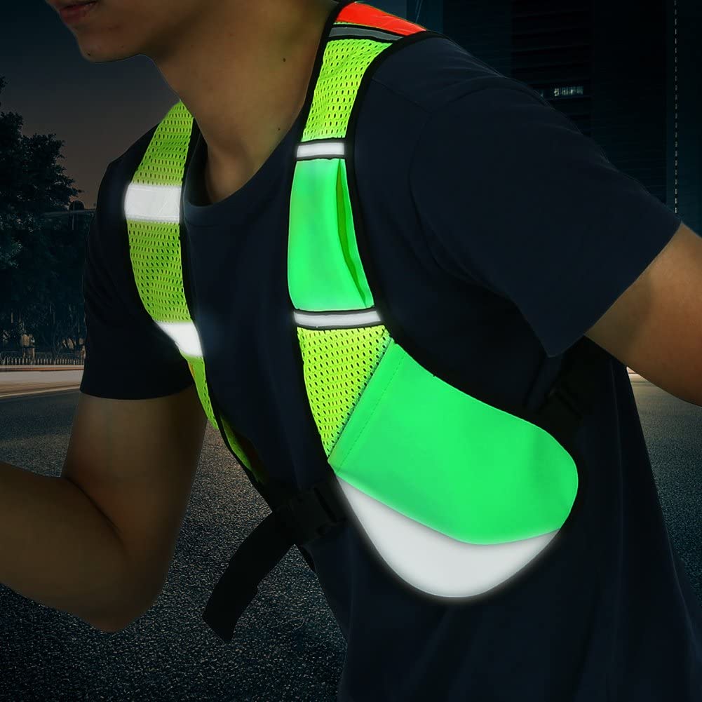  SANON Chaleco Deportivo Reflectante Chaleco Deportivo Reflectante Nocturno de Múltiples Funciones para Ciclismo Senderismo Y Ciclismo. (Verde) 