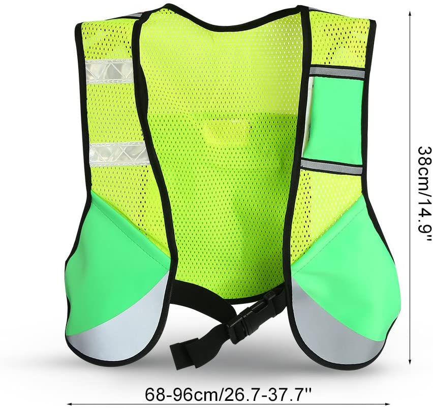  SANON Chaleco Deportivo Reflectante Chaleco Deportivo Reflectante Nocturno de Múltiples Funciones para Ciclismo Senderismo Y Ciclismo. (Verde) 