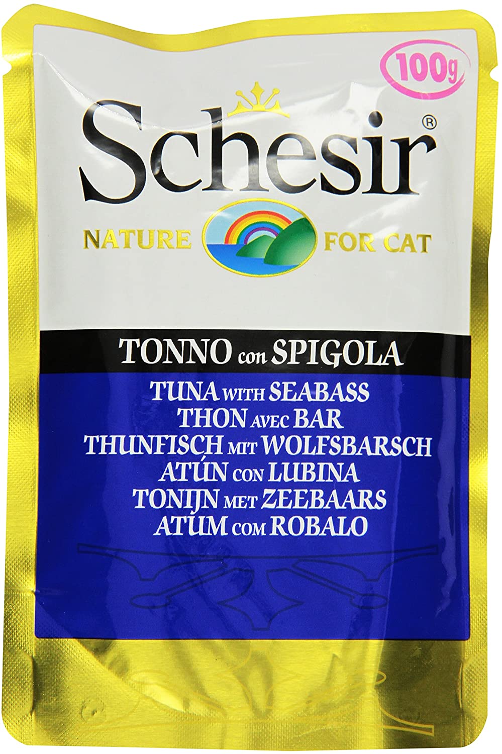  Schesir Comida Húmeda para Gato Atún con Lubina - Paquete de 20 x 100 gr - Total: 2000 gr 