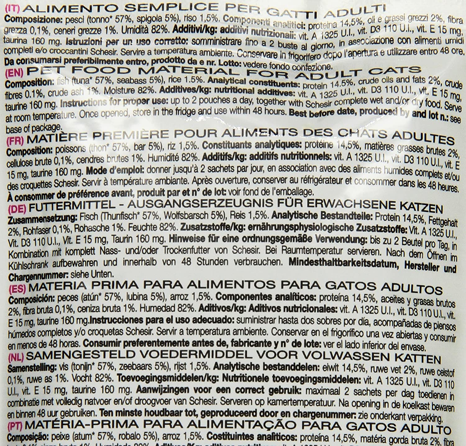  Schesir Comida Húmeda para Gato Atún con Lubina - Paquete de 20 x 100 gr - Total: 2000 gr 