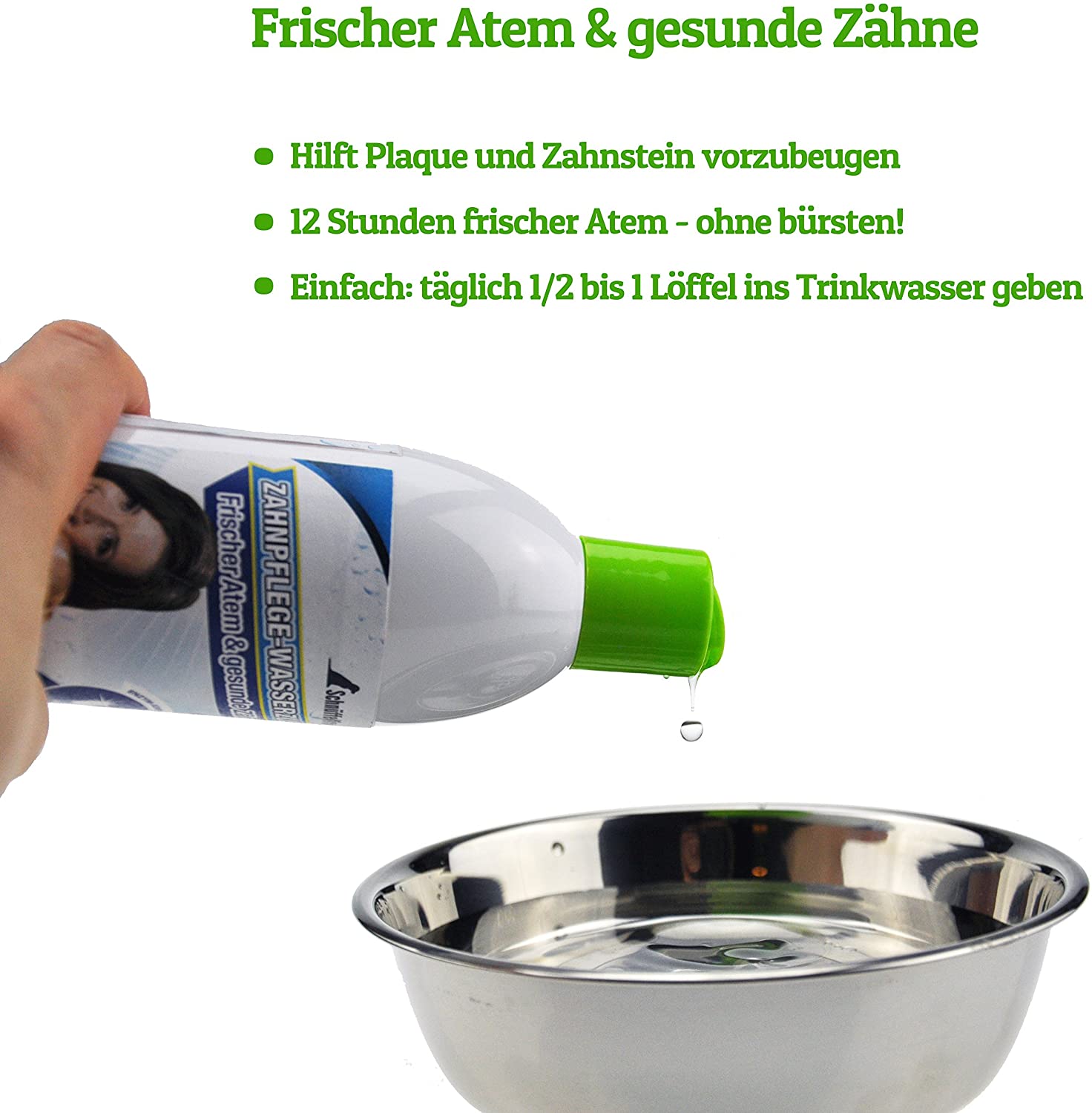  Schnüffelfreunde Higiene Dental para añadir al Agua para Perros y Gatos | Aliento Fresco y Dientes sanos - Ayuda a prevenir la Placa y el sarro - 500 ml (Classic) 