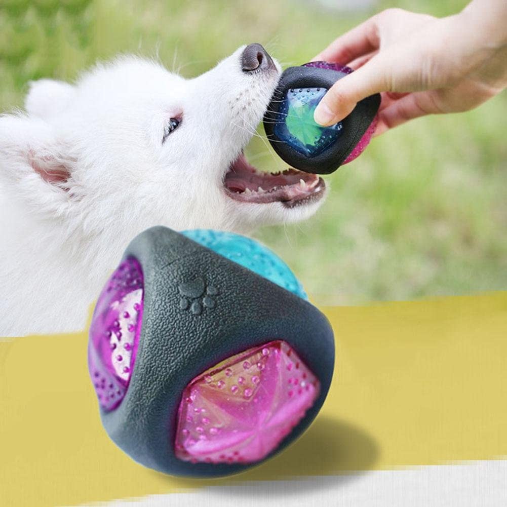  Seawang - Pelota de Goma Luminosa para Mascota, para Masticar y Masticar 