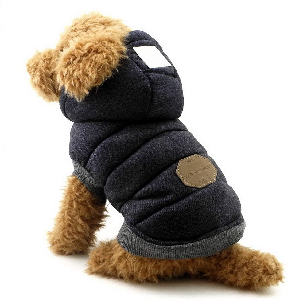  SELMAI Abrigos con Capucha para Perros Pequeños Chaquetas para Perro Mediano Ropa para Gatos Sphynx Grande Mascotas Perritos Chihuahua Caminar Jugar al Aire Libre Prueba de Clima Frío Black S 