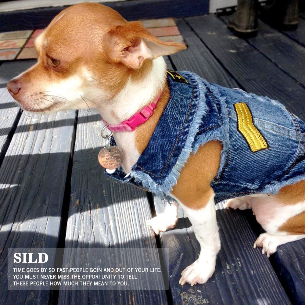  SILD - Chaqueta Vaquera con Capucha para Perros medianos y pequeños, diseño Vintage Desgastado, Color Azul (M) 