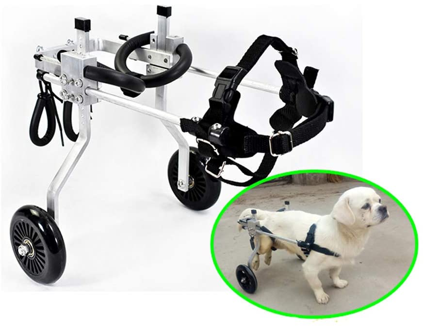  Silla de ruedas para mascotas, silla de ruedas para perros, gato y pata trasera con oreja El carro auxiliar con discapacidad se puede ajustar Longitud, ancho y altura, el peso del animal doméstico est 